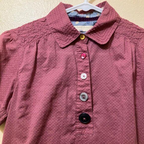 Isabella Sinclair Women's Button Parade Pink Polka Dot Cotton Blouse Size XS - Picture 3 of 6